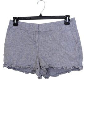 Loft Shorts Womens 6 Gray Chino Linen Preppy Ruffle Pockets Khaki 4 Inch Ladies